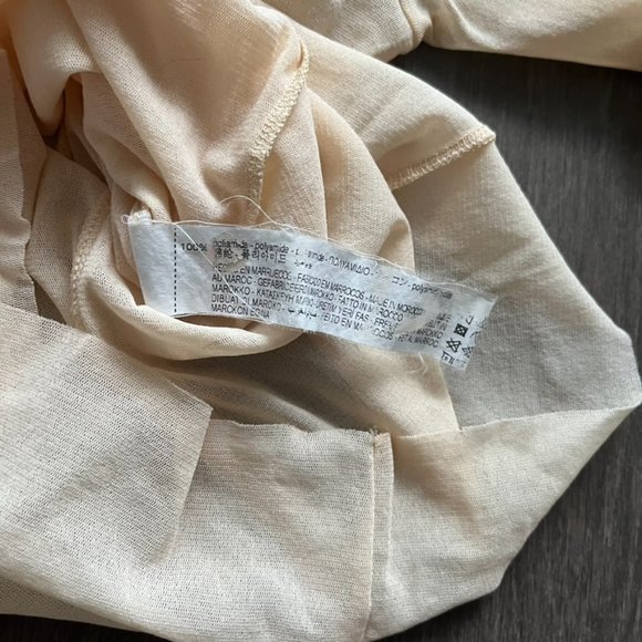 ZARA Nude Long-Sleeve Mesh/See-Through Top - Picture 7 of 9